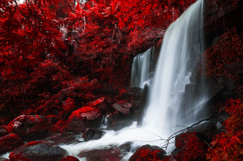 Red Autumn Waterfall