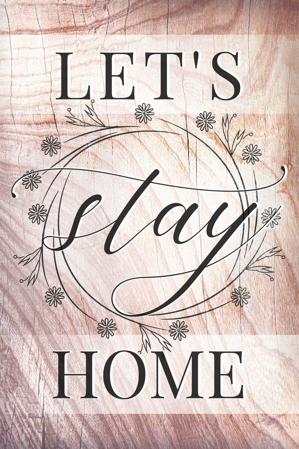 Let's Stay Home Wreath Typography