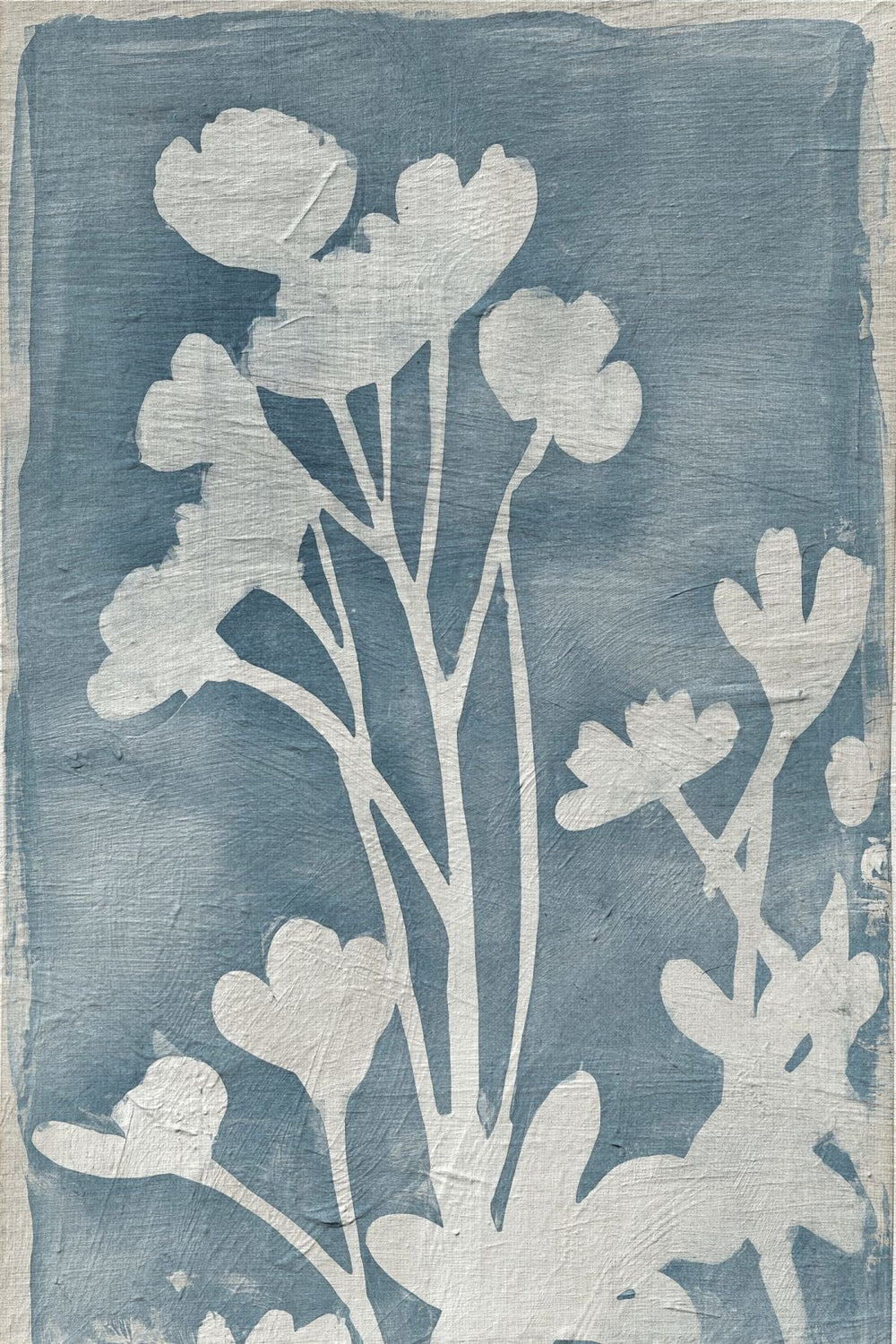 Flower Silhouette On Dusty Blue I