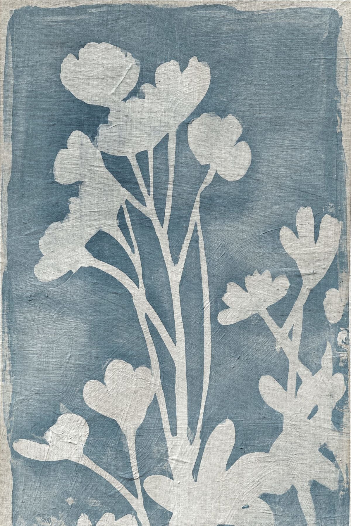 Flower Silhouette On Dusty Blue I