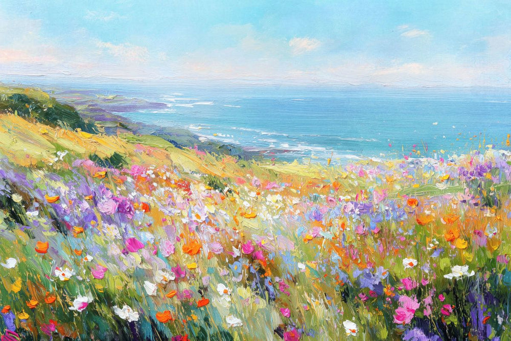 Wildflower Hillside by the Sea