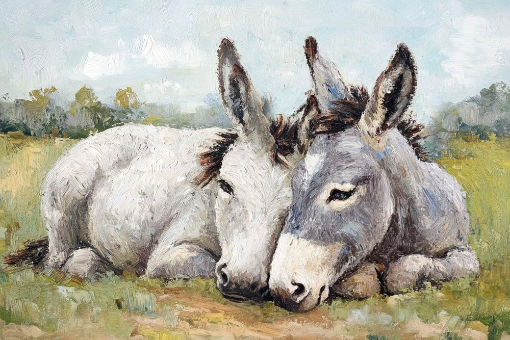 Donkey Pair Captured In Calm