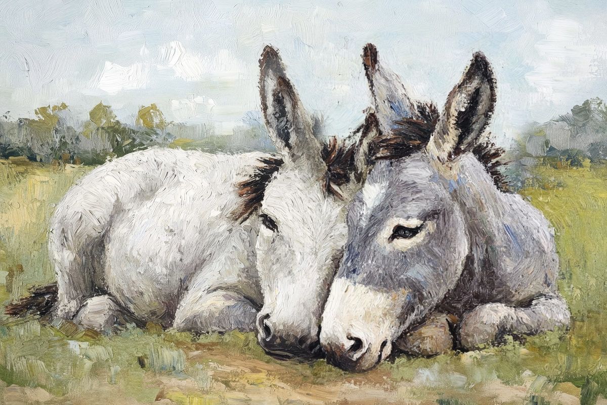 Donkey Pair Captured In Calm