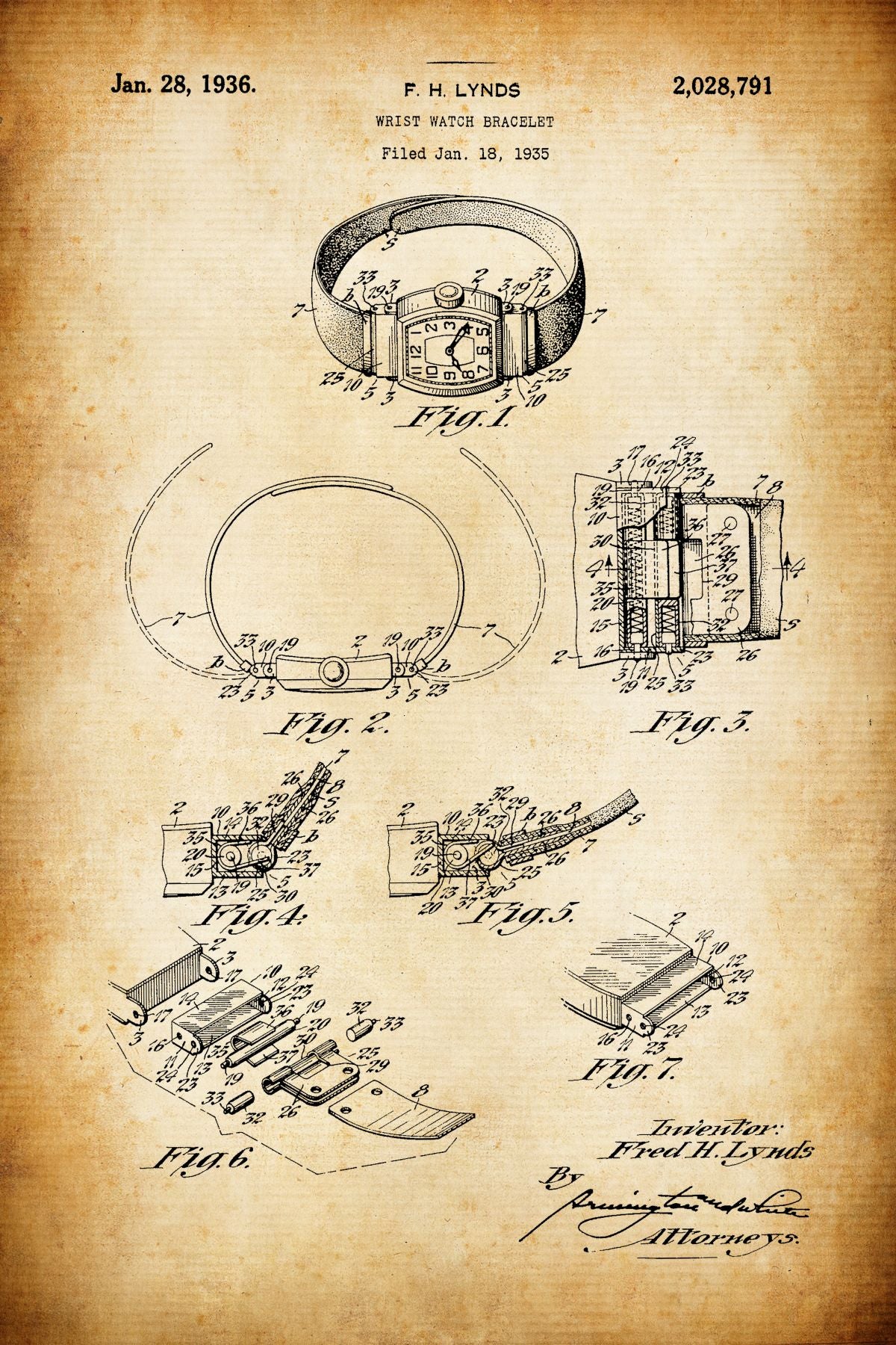 Wrist Watch Bracelet Patent