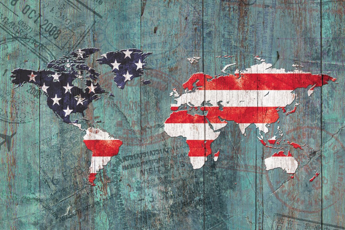 US Flag World Map IV