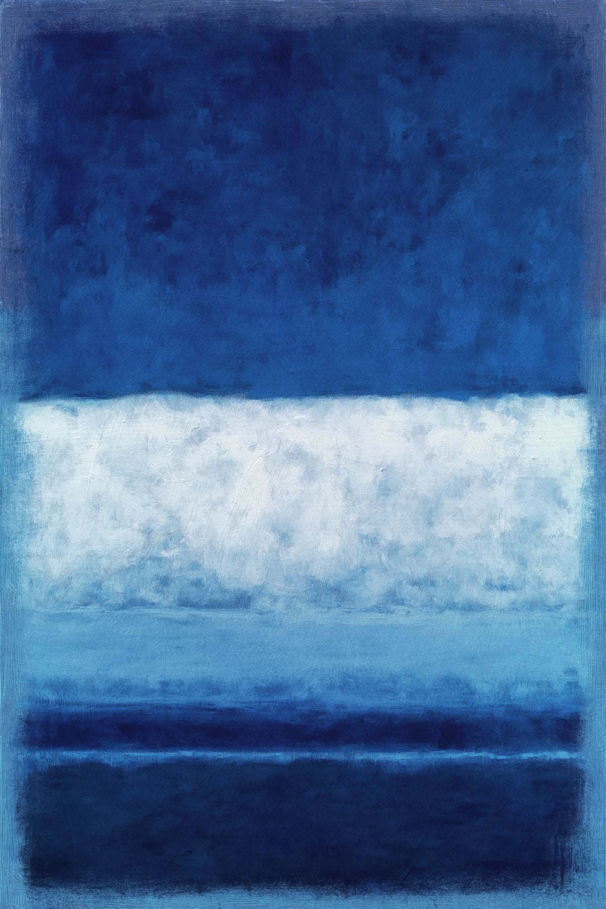 Deep Blue and White Horizon Abstract