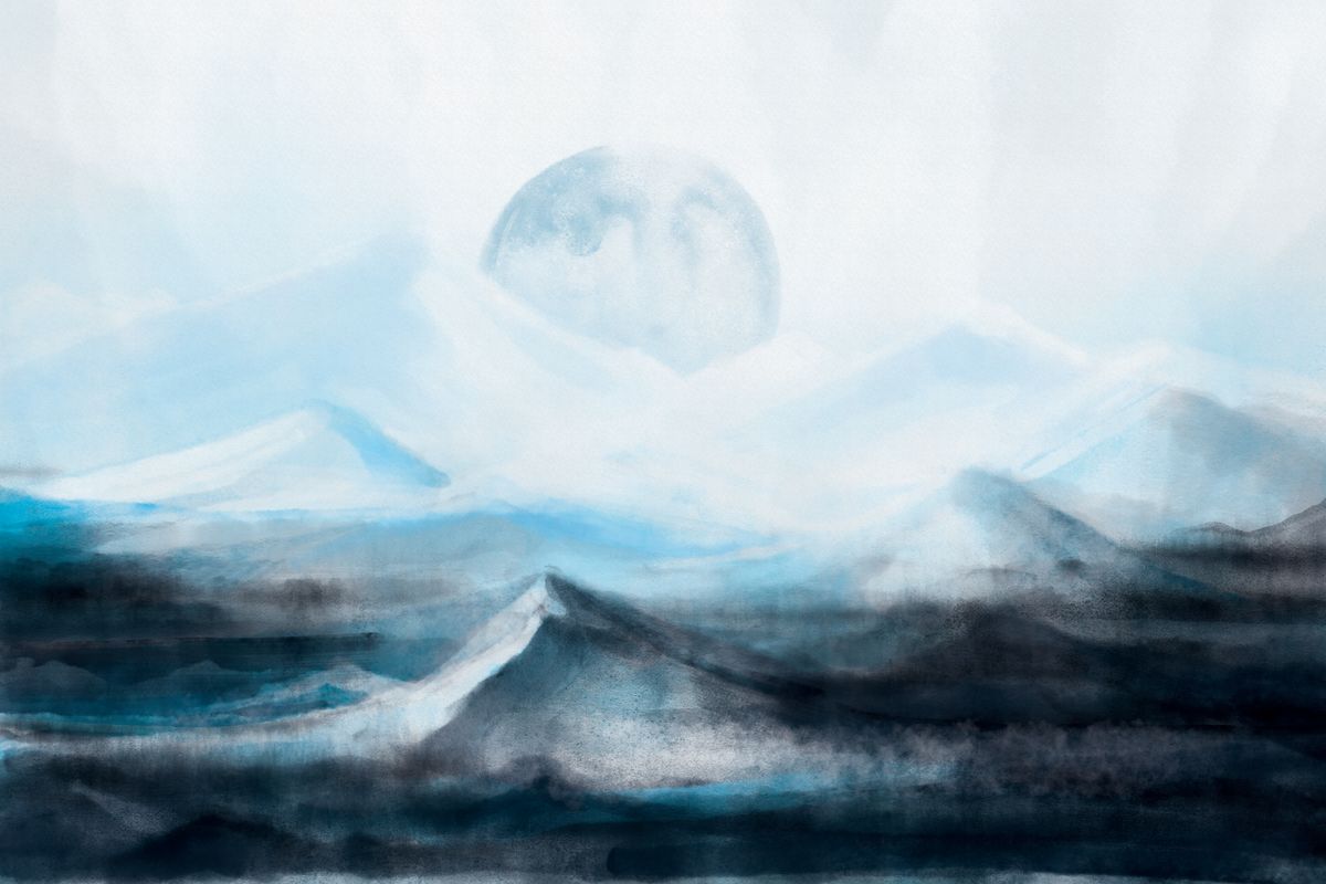 Winter Moonlight Abstract Landscape