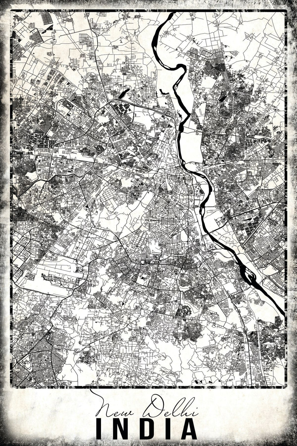 City Map Of New Delhi Grunge