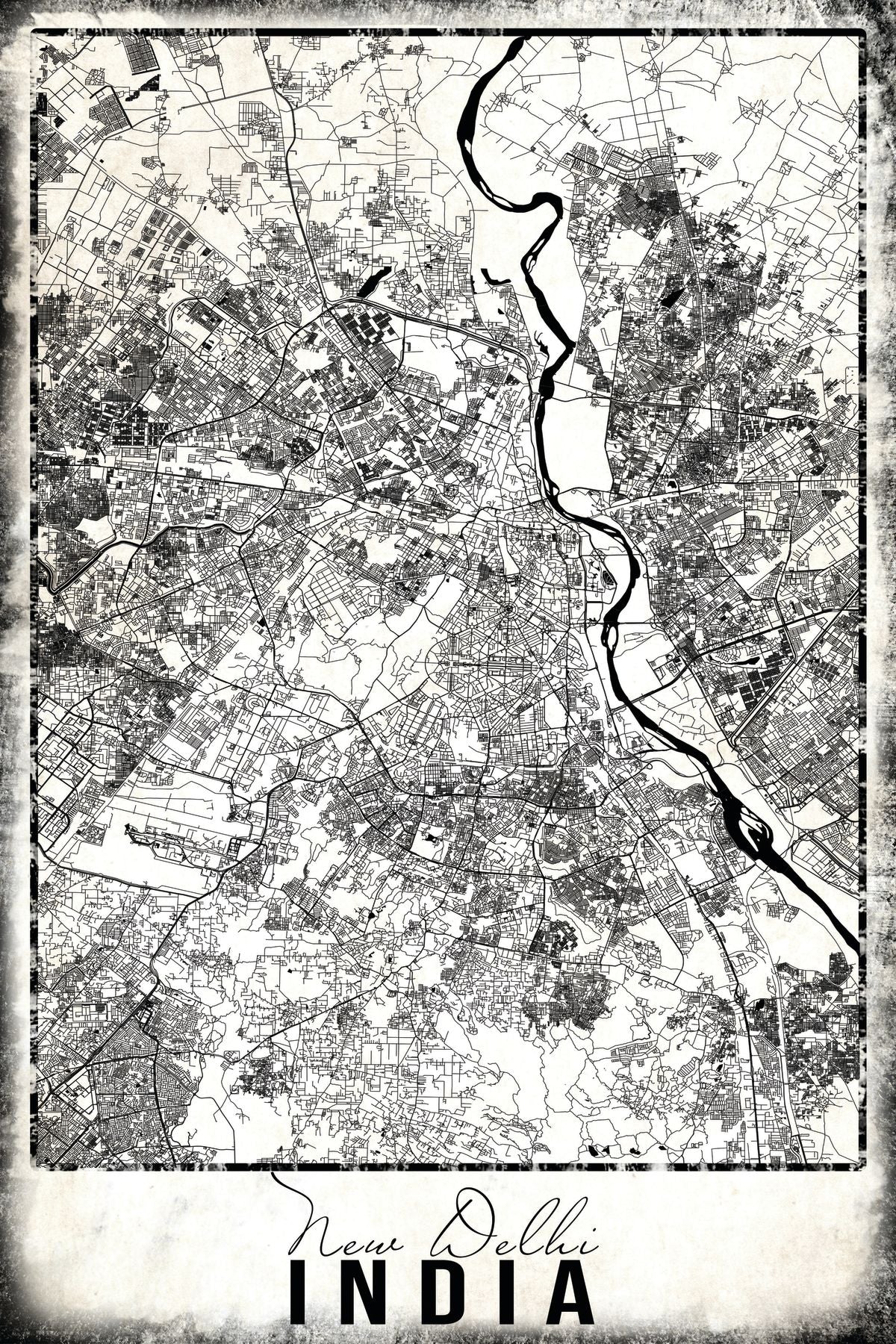City Map Of New Delhi Grunge