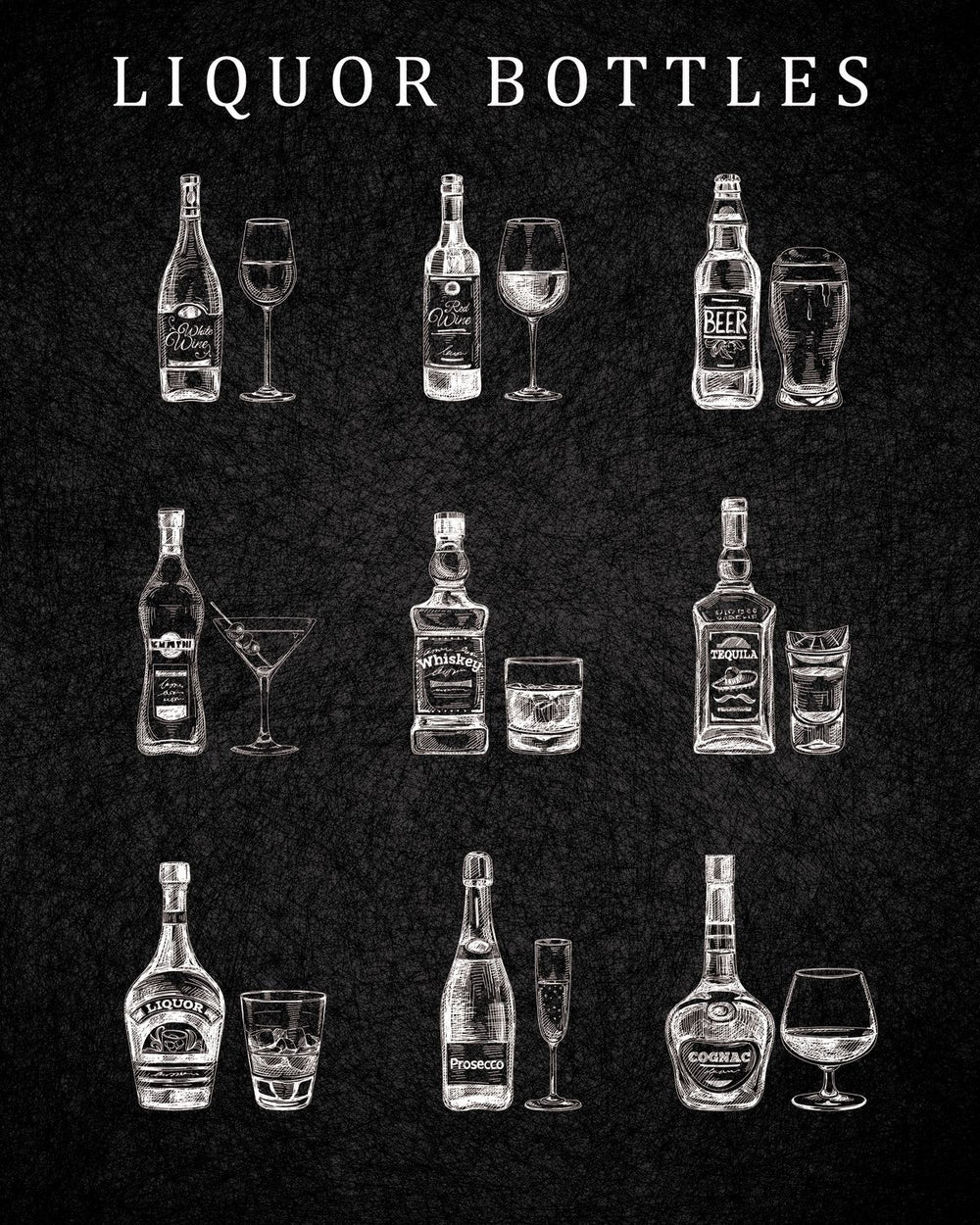 BW Liquor Bottles Chart