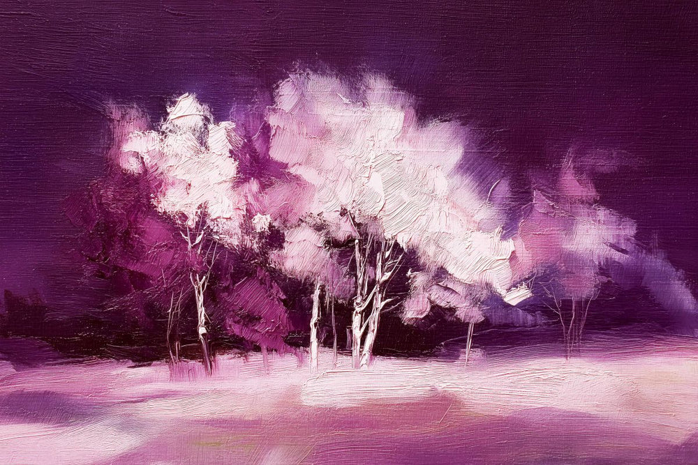 Purple Winter Trees Painting