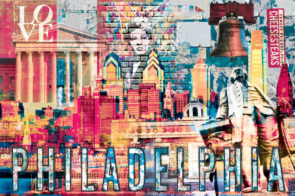 Philadelphia City Landmarks Grunge