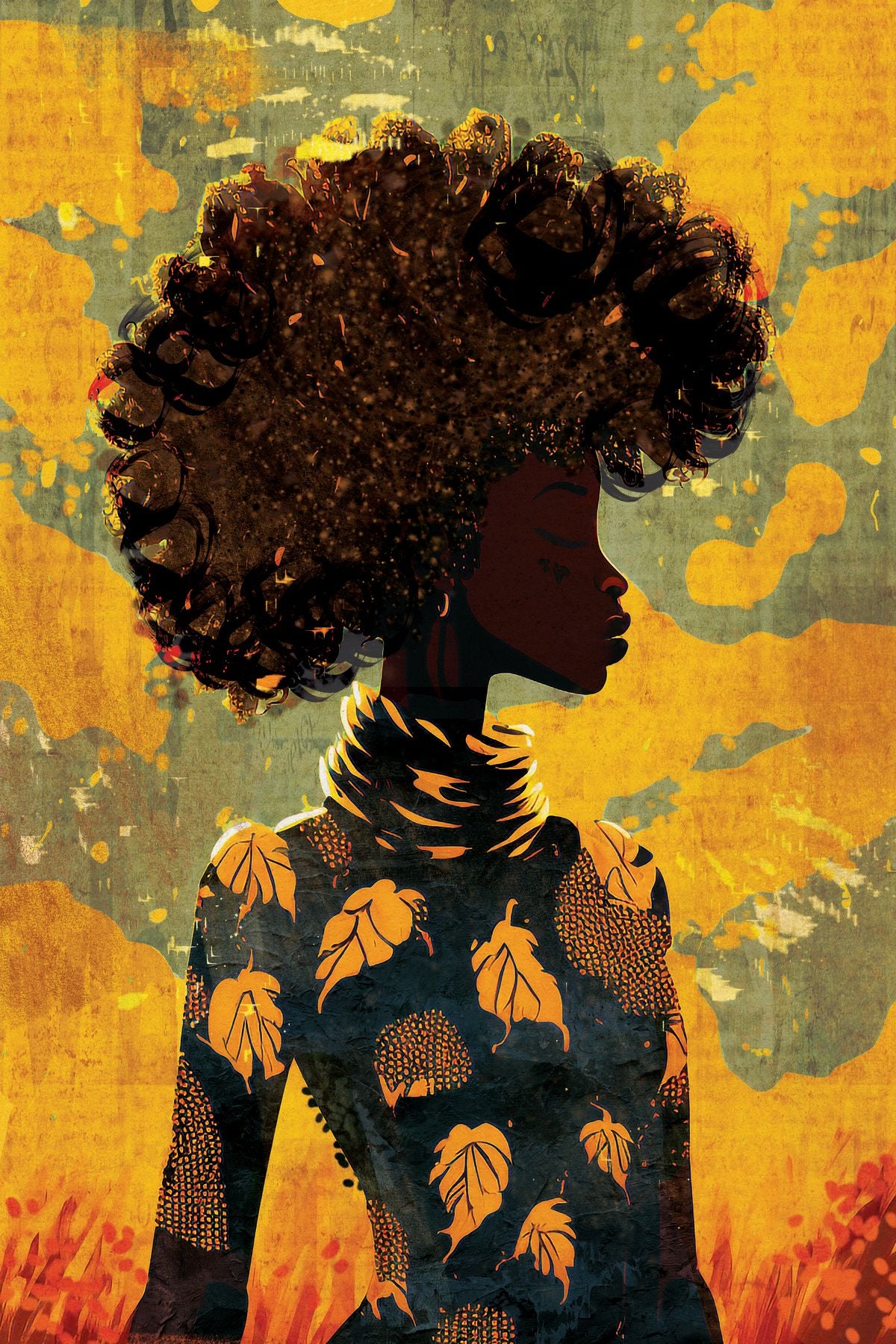 Afro Girl In Autumn