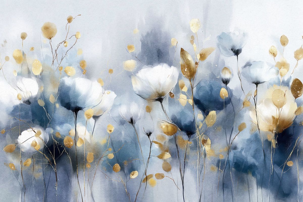 Blooming Flowers With Gold