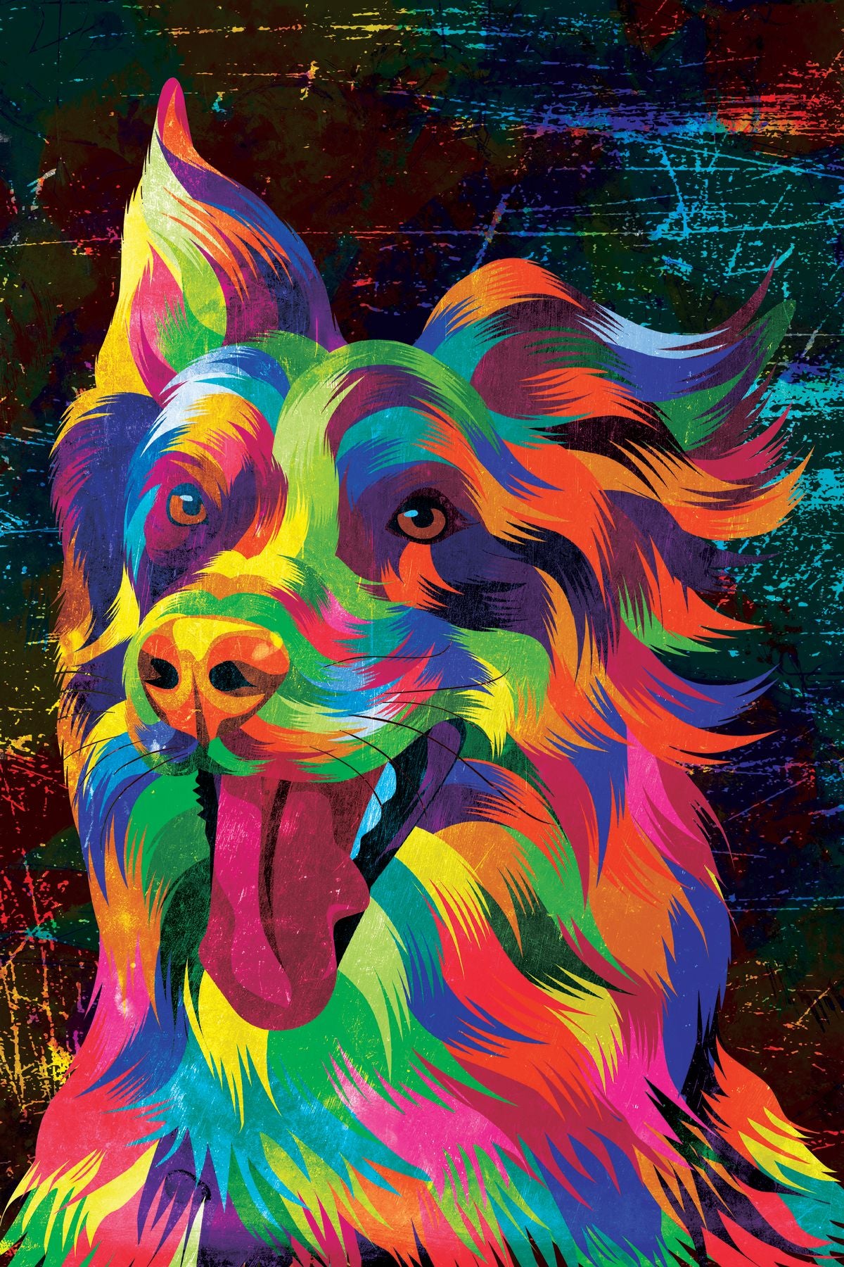 Colorful Happy Dog