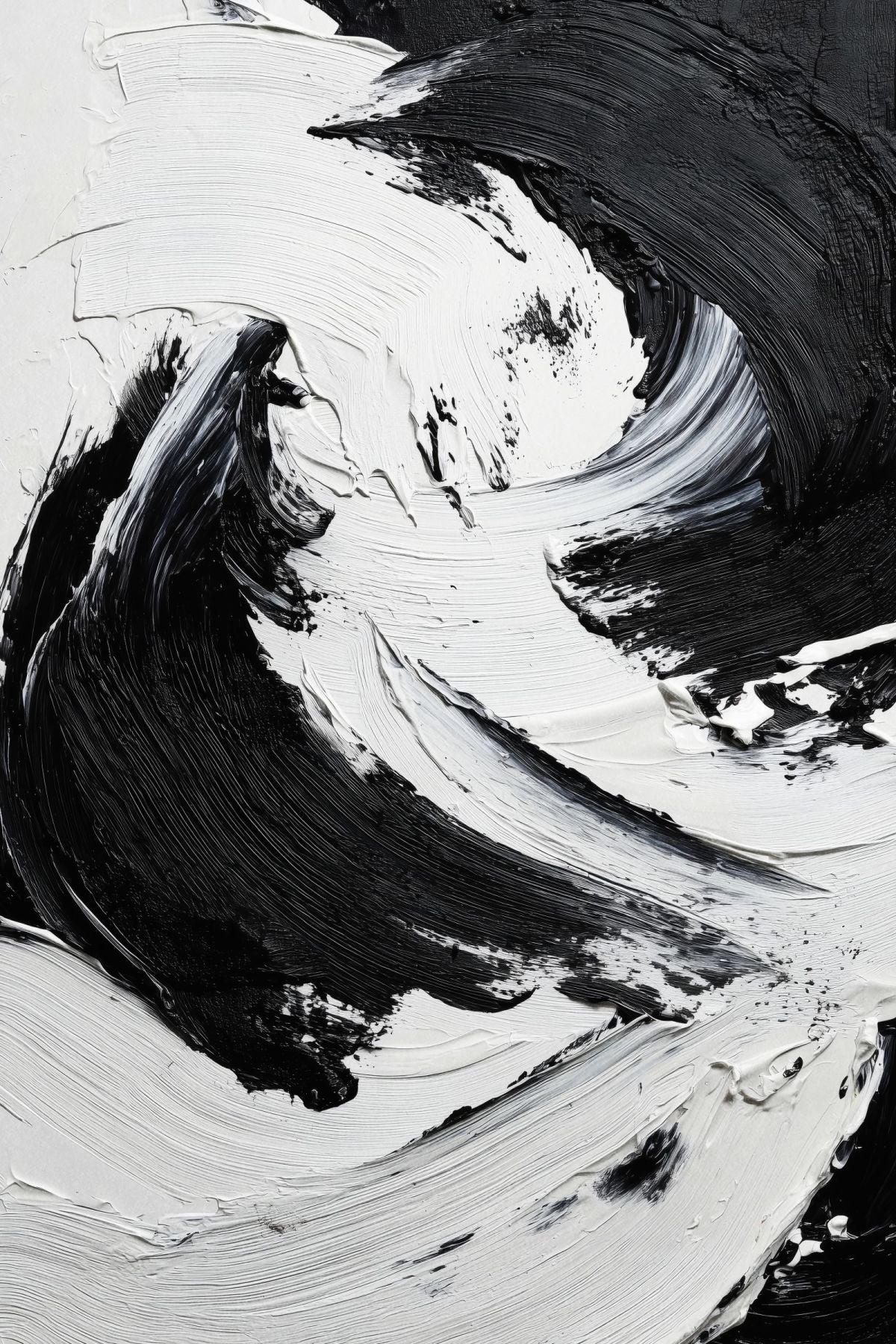 Dynamic Black and White Brushstroke Art