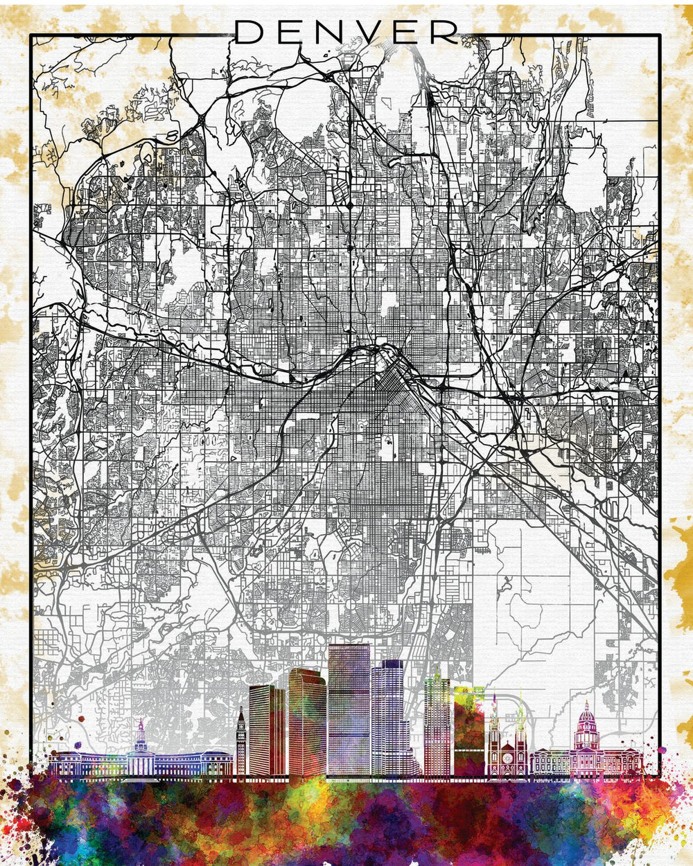 Colored Denver City Map