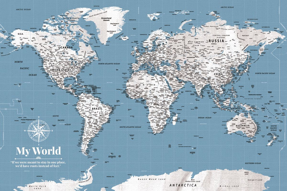 My World II Push Pin World Map