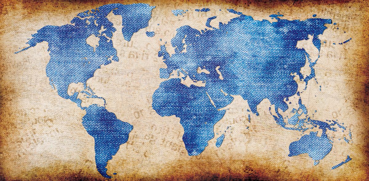 Vintage Denim World Map