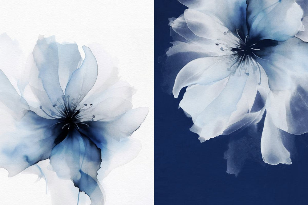 Delicate Blue Floral Diptych