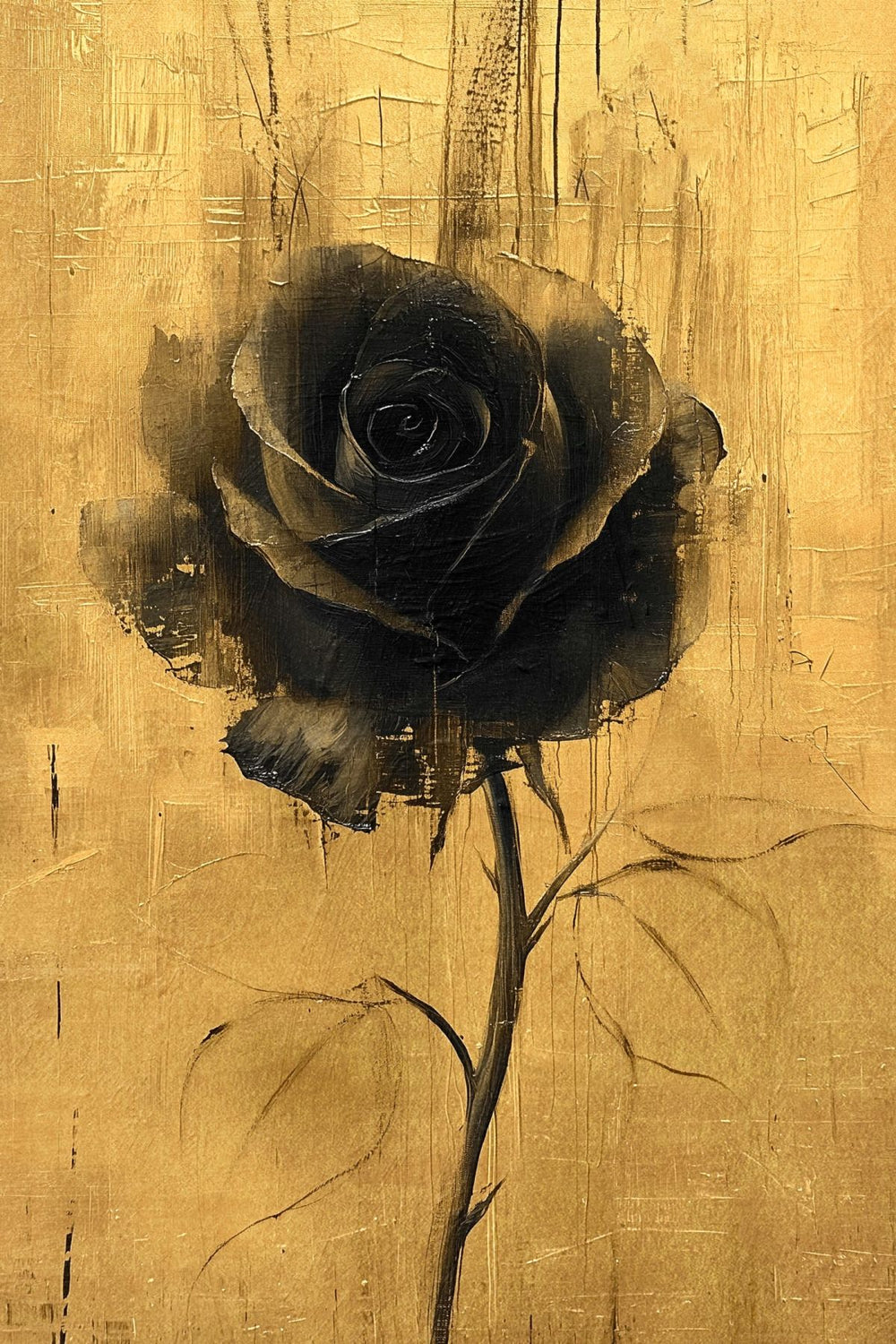 Black Rose On Gold