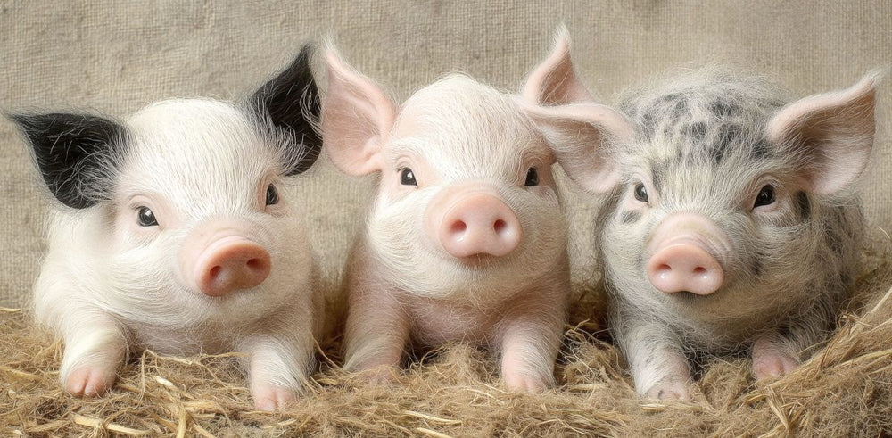 Three Cute Piglets