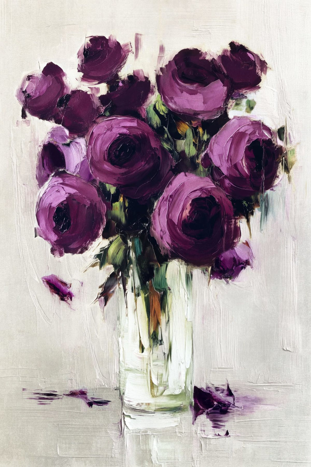 Purple Roses in Vase Painting
