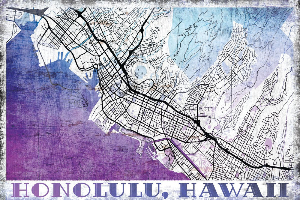 City Map Of Honolulu Grunge