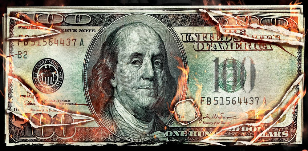 Benjamin On Fire Dollar Bill