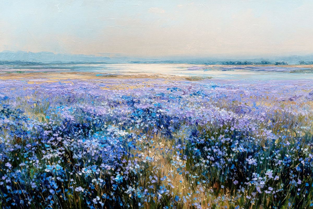 Blue Wildflower Field at the Coast