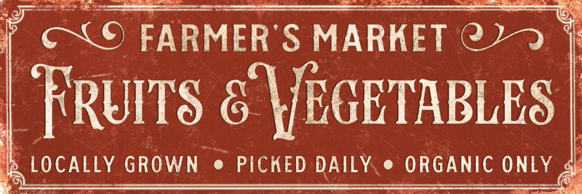 Farmers Market Fruits And Vegetables Sign