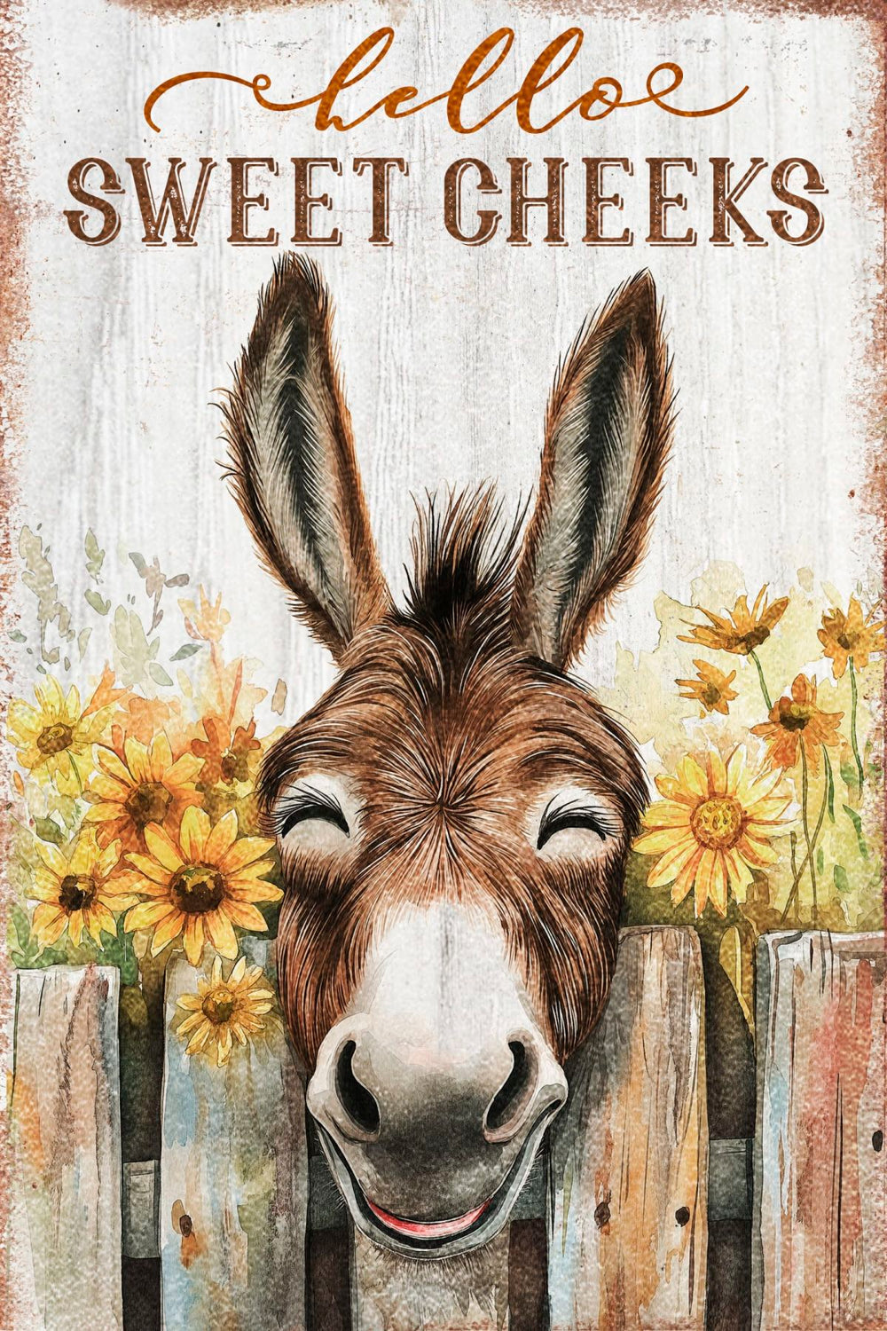 Hello Sweet Cheeks With Donkey Wall Art