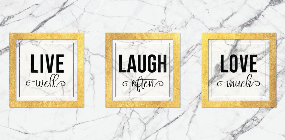 Live Laugh Love Gold Frame Typography