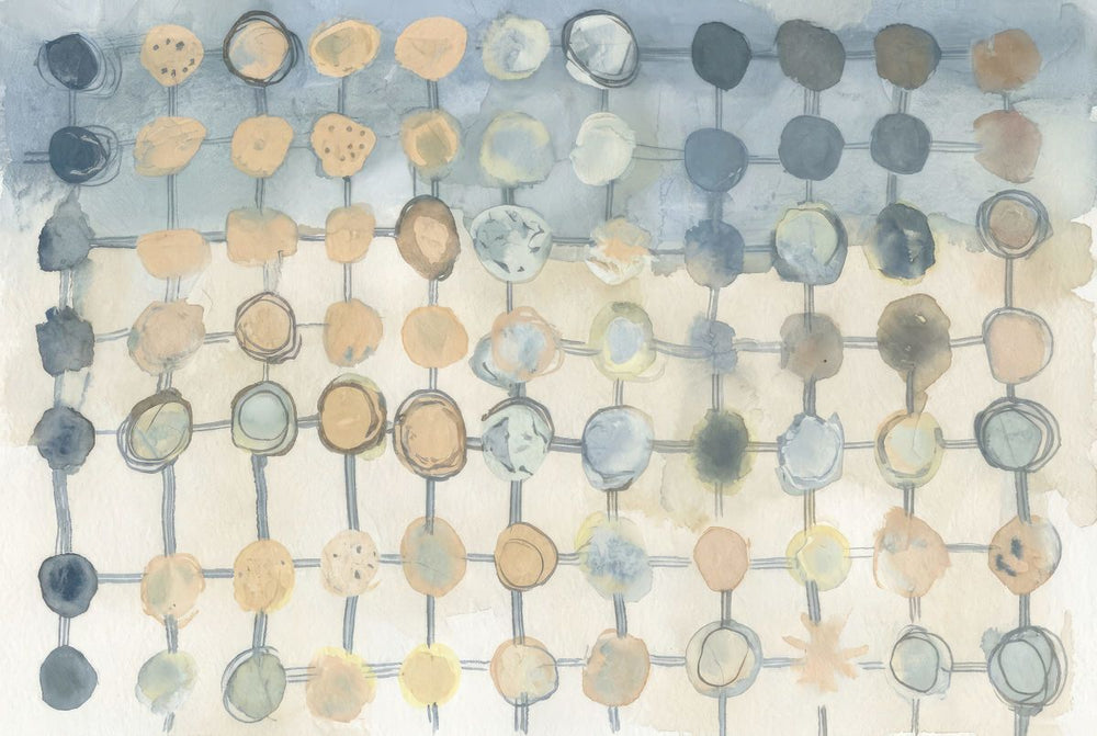 Watercolor Geometric Dot Grid in Blue and Tan