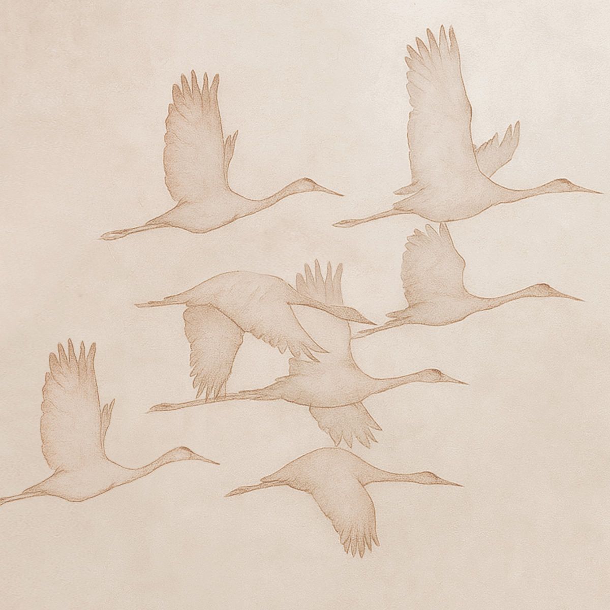 Flying Cranes In Autumn