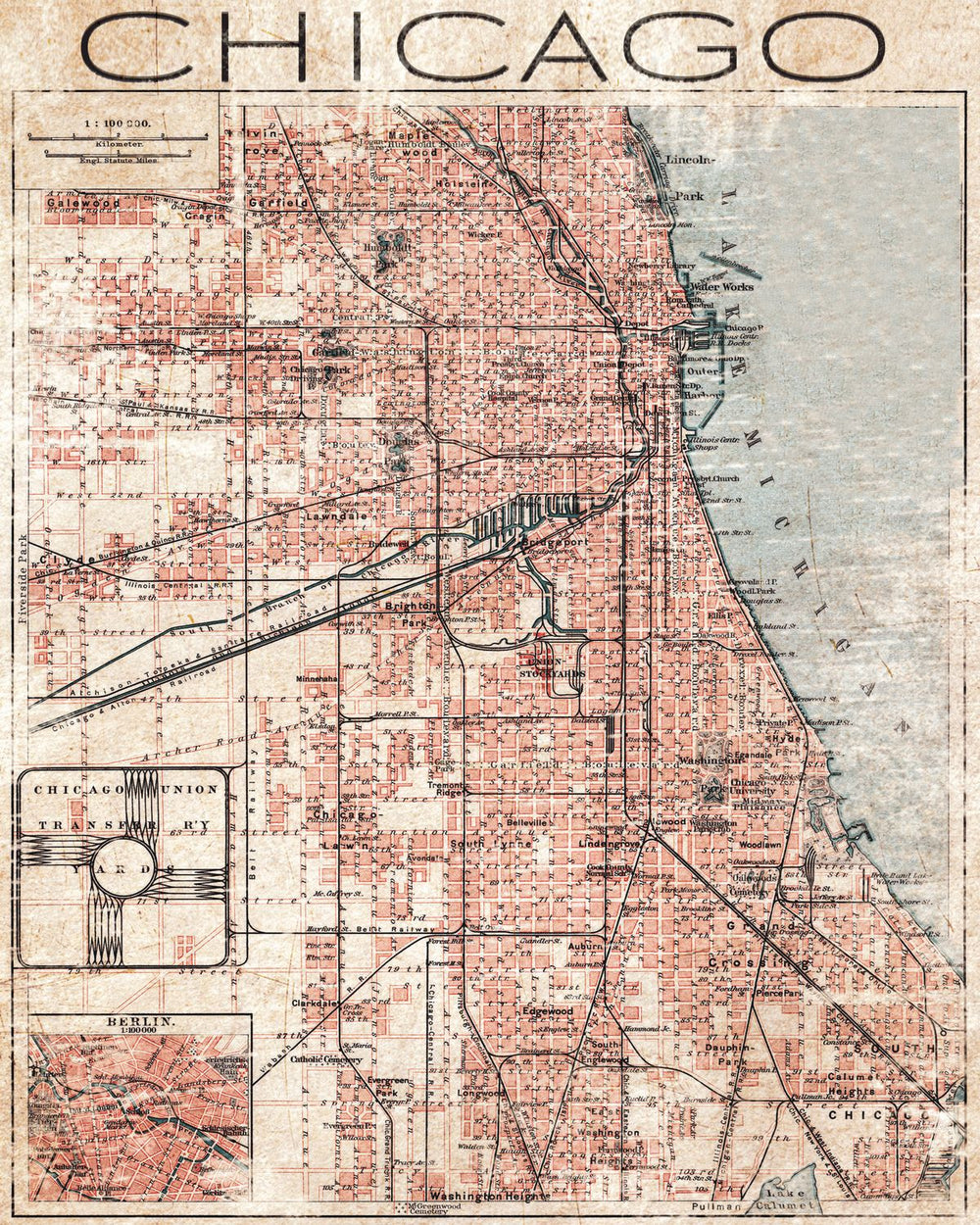 City Map Of Chicago Grunge