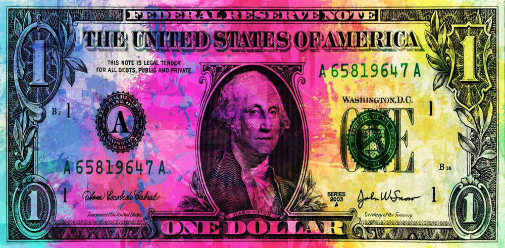 Neon Colors Over A Dollar Bill