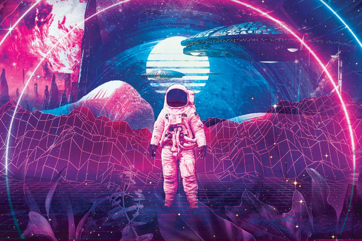 Retrofuturistic Neon Astronaut
