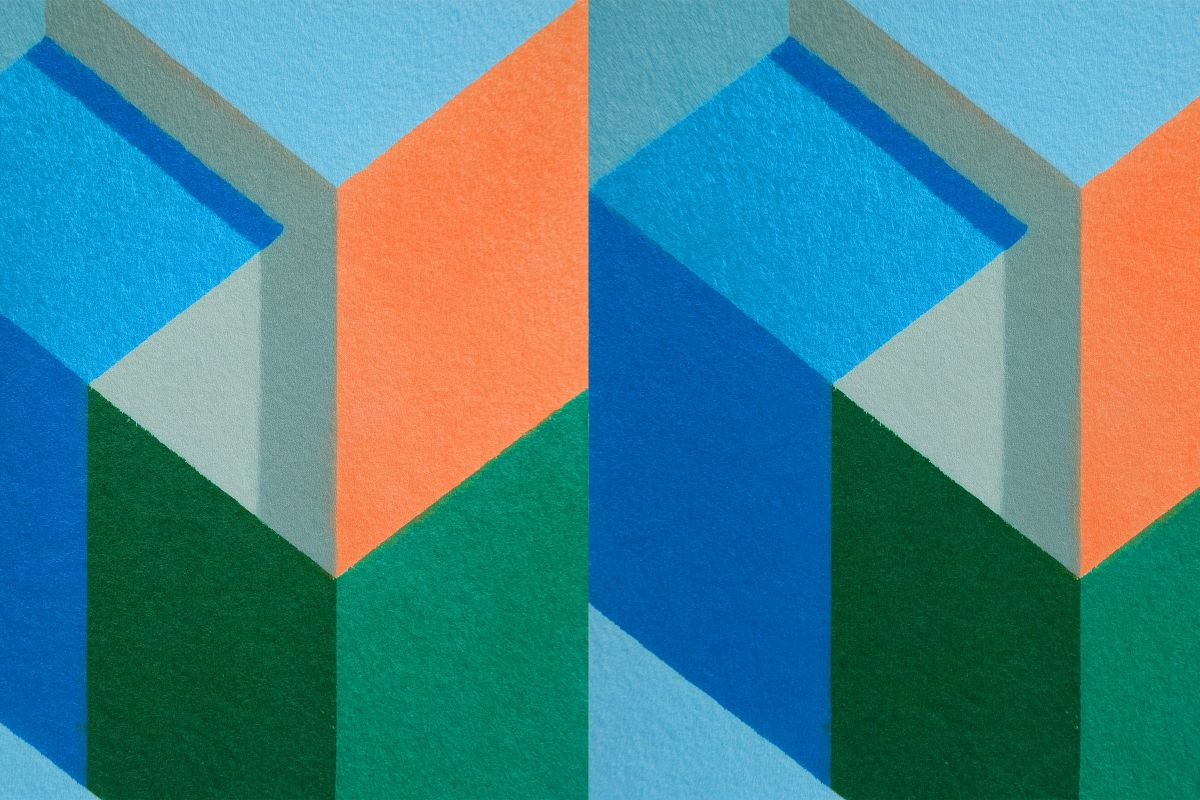 3D Perspective Geometric Color Blocks