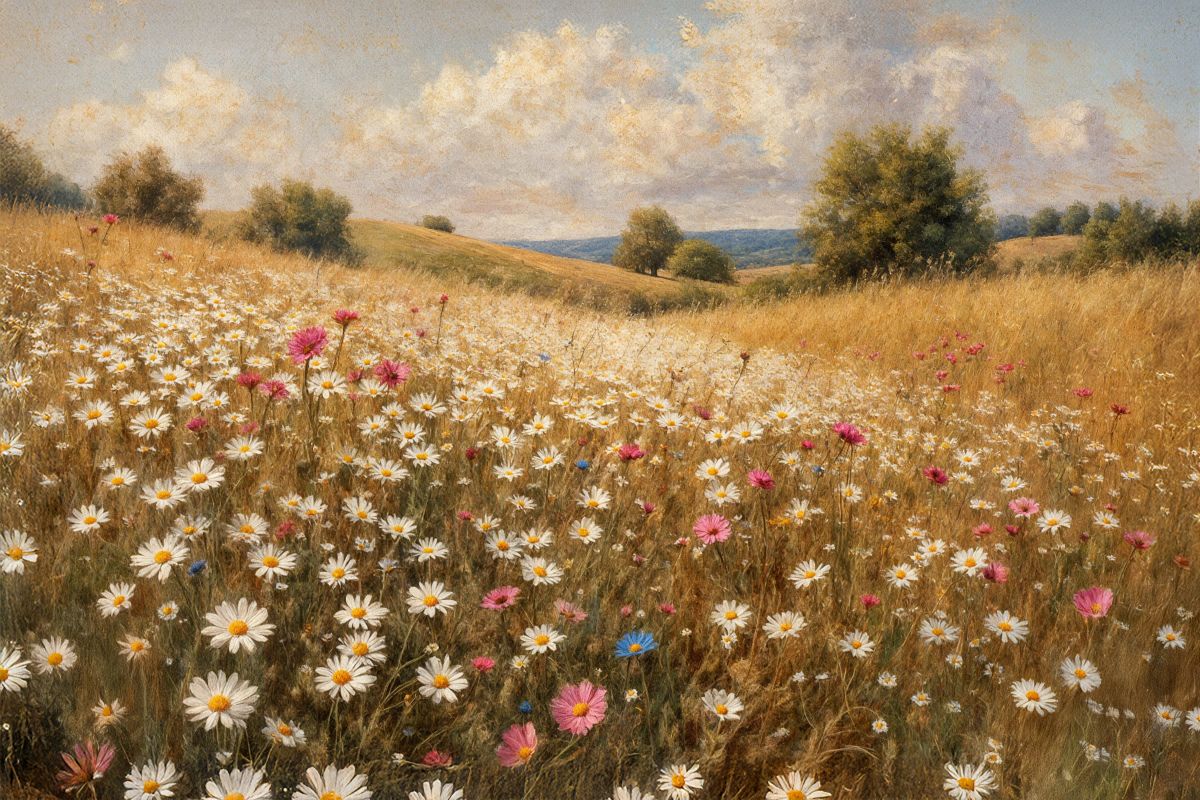 Wide Meadow Of Wildflowers