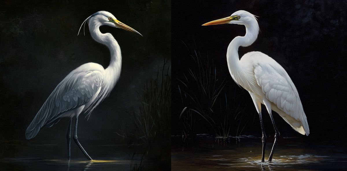 Egrets In The Dark