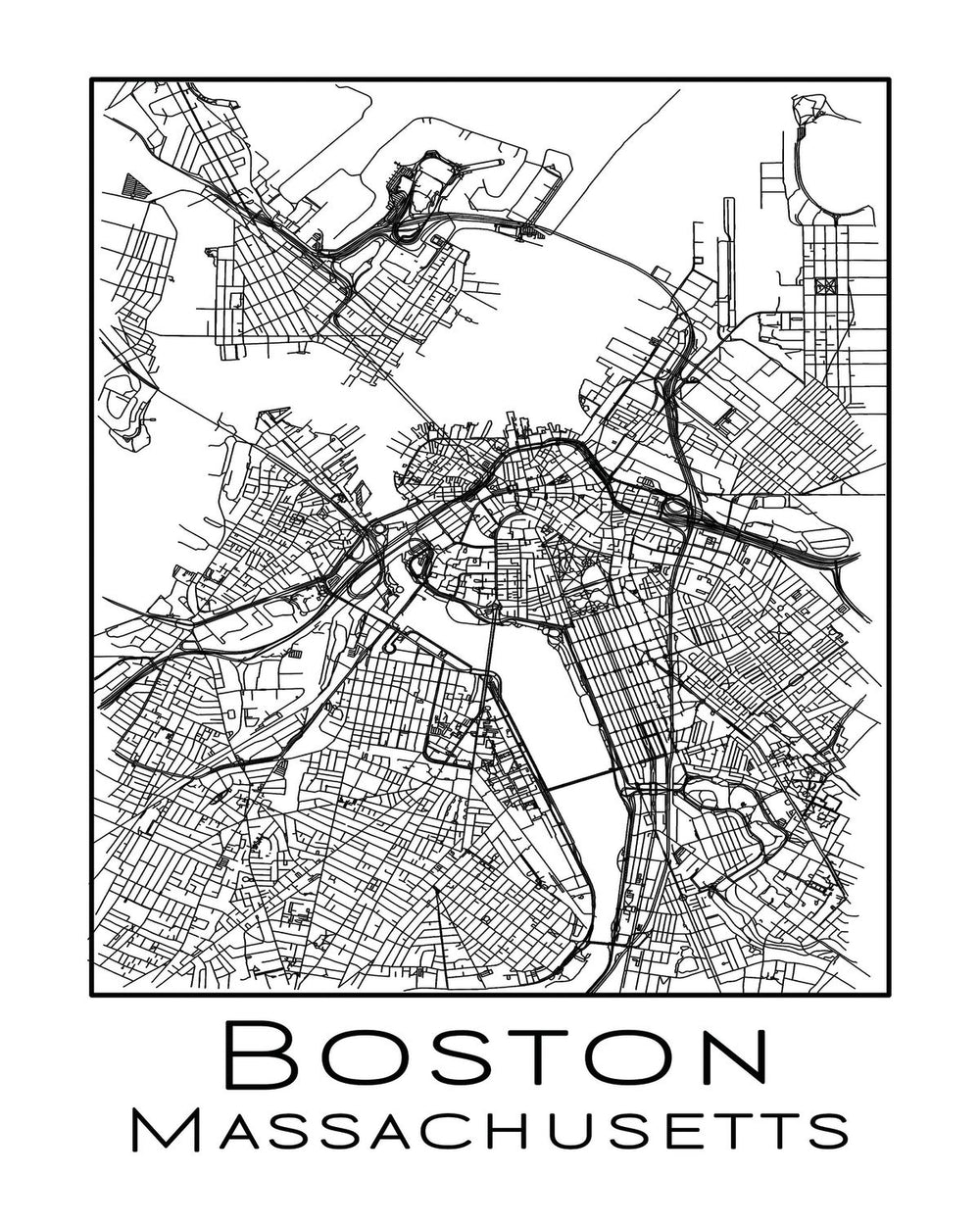 Minimalist Boston City Map