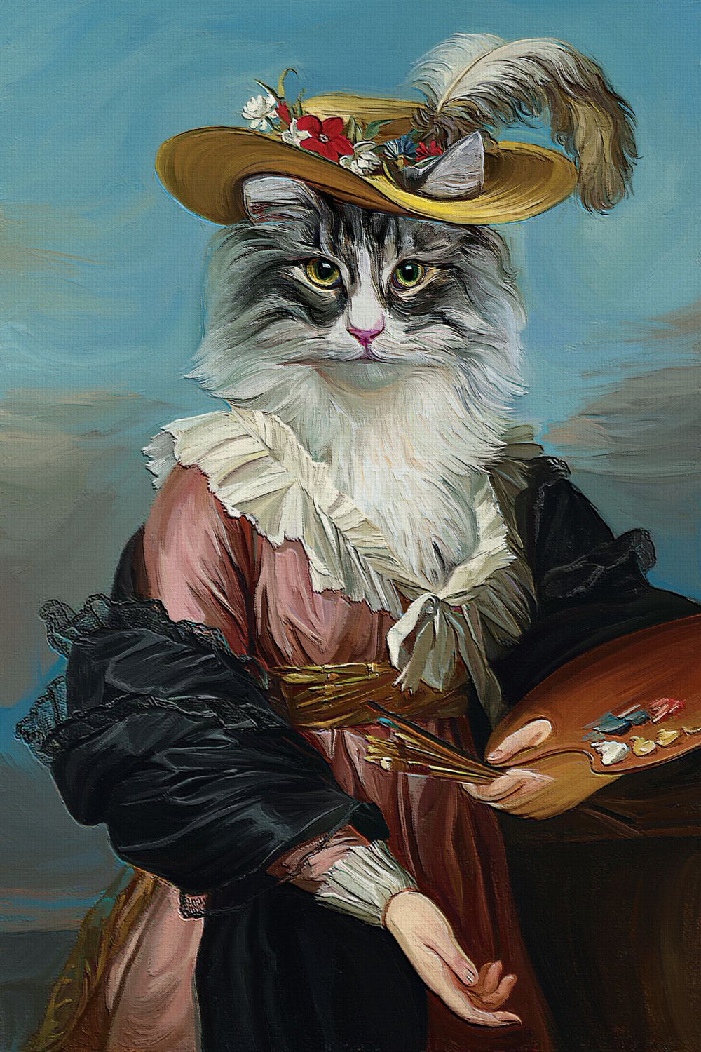 Self-Portrait In A Straw Hat Inspired Cat