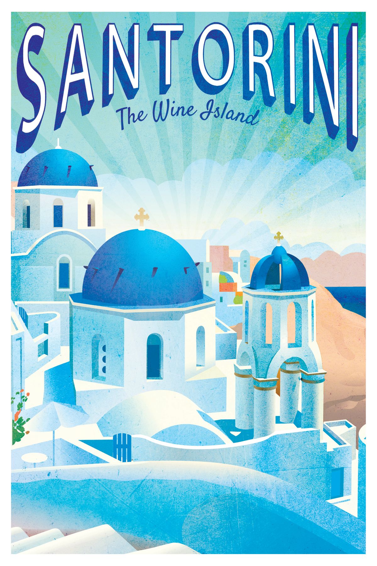 Santorini Tourism Vintage Poster