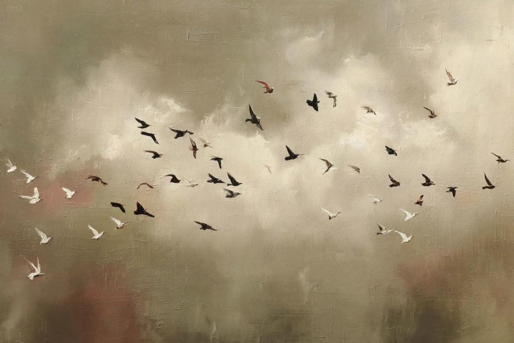 Migrating Birds At Sunset