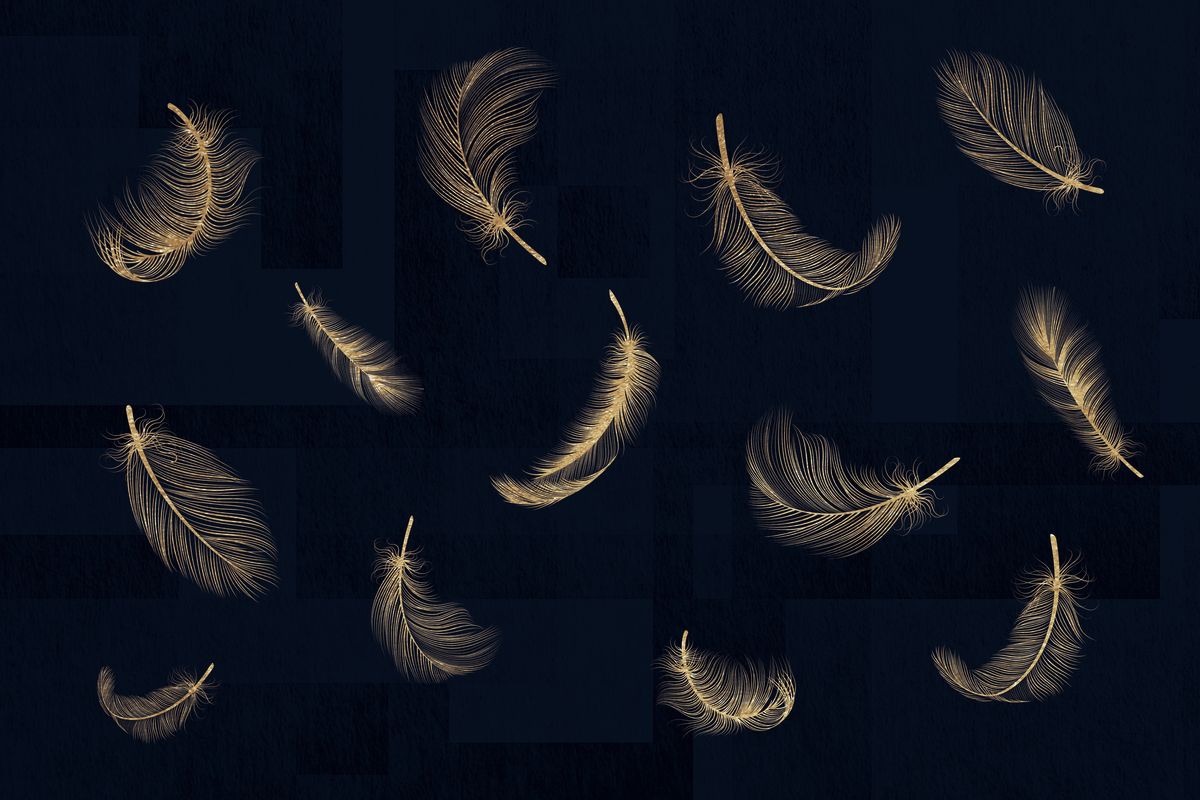 Floating Gold Feathers