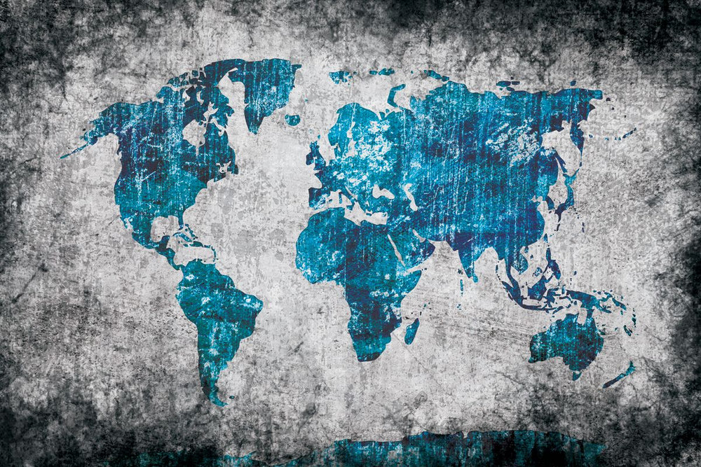 Grunge Blue World Map