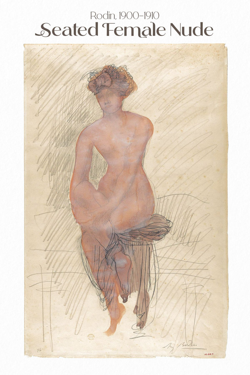 Seated Female Nude Rodin Exhibition Poster