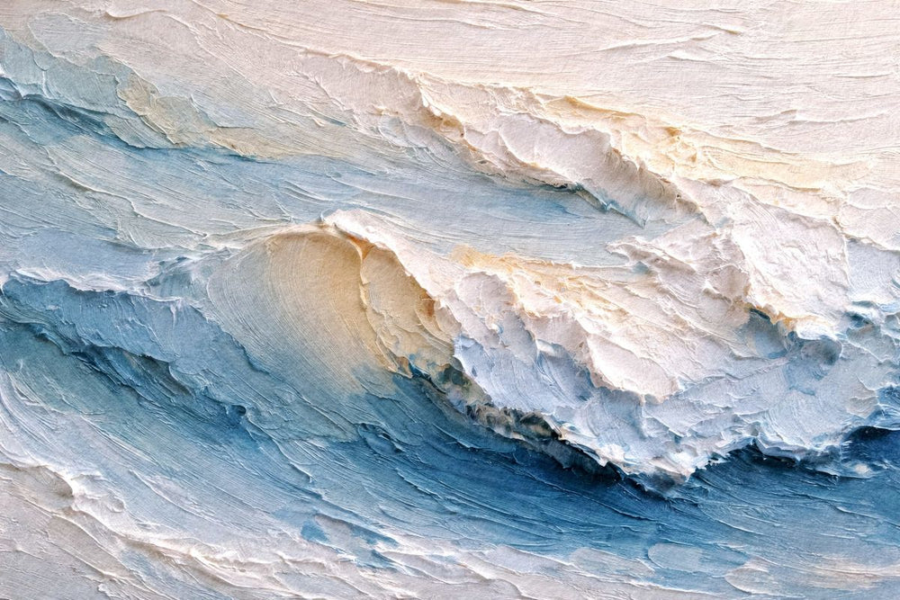Crashing Ocean Wave Textured Impasto Painting