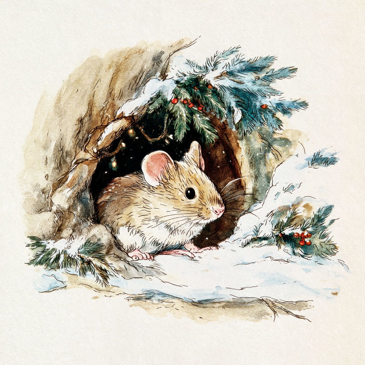 Winter Mouse in Hollow
